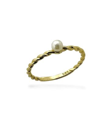 İnci taş minimal yüzük 14 ayar