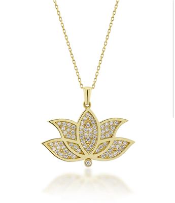 LOTUS TAŞLI ALTIN KOLYE | 14K