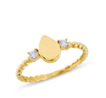 Zirkon Taşlı Damla Yüzük | 14K